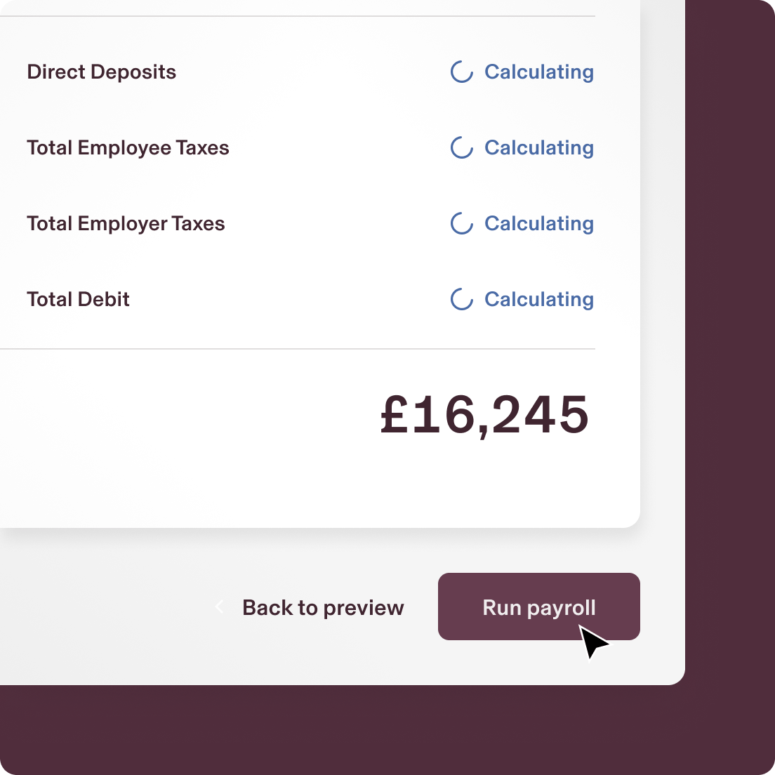 Screenshot of the payroll tool in Rippling with a button that says Run payroll