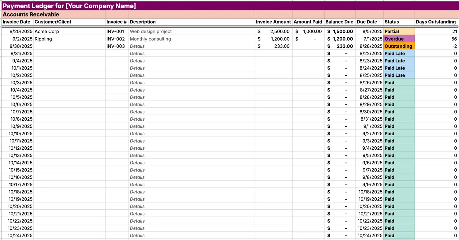 Sample payment ledger by Rippling.