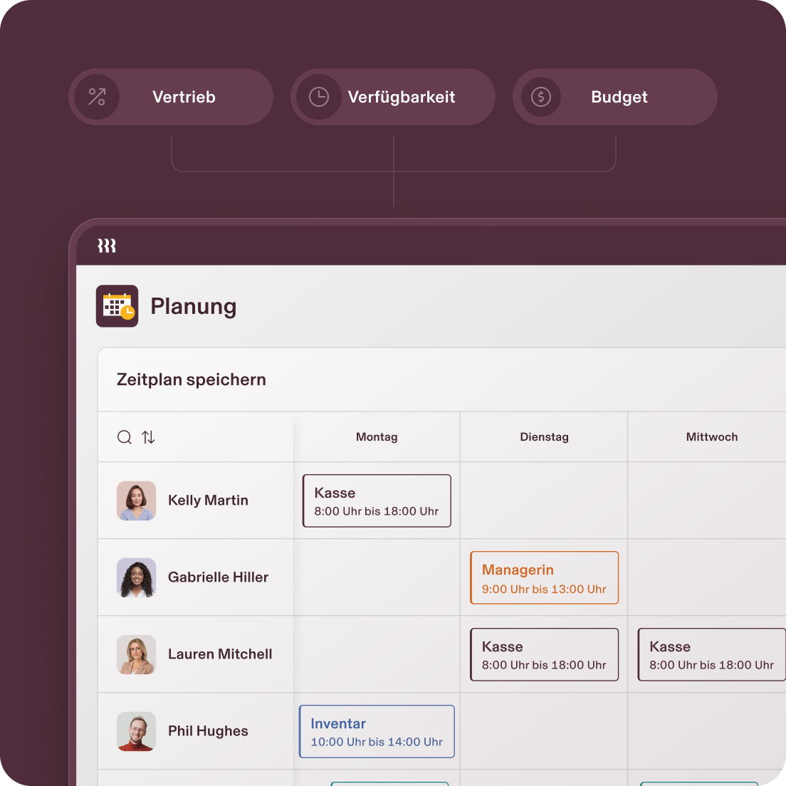 Planung – Zeitplan speichern