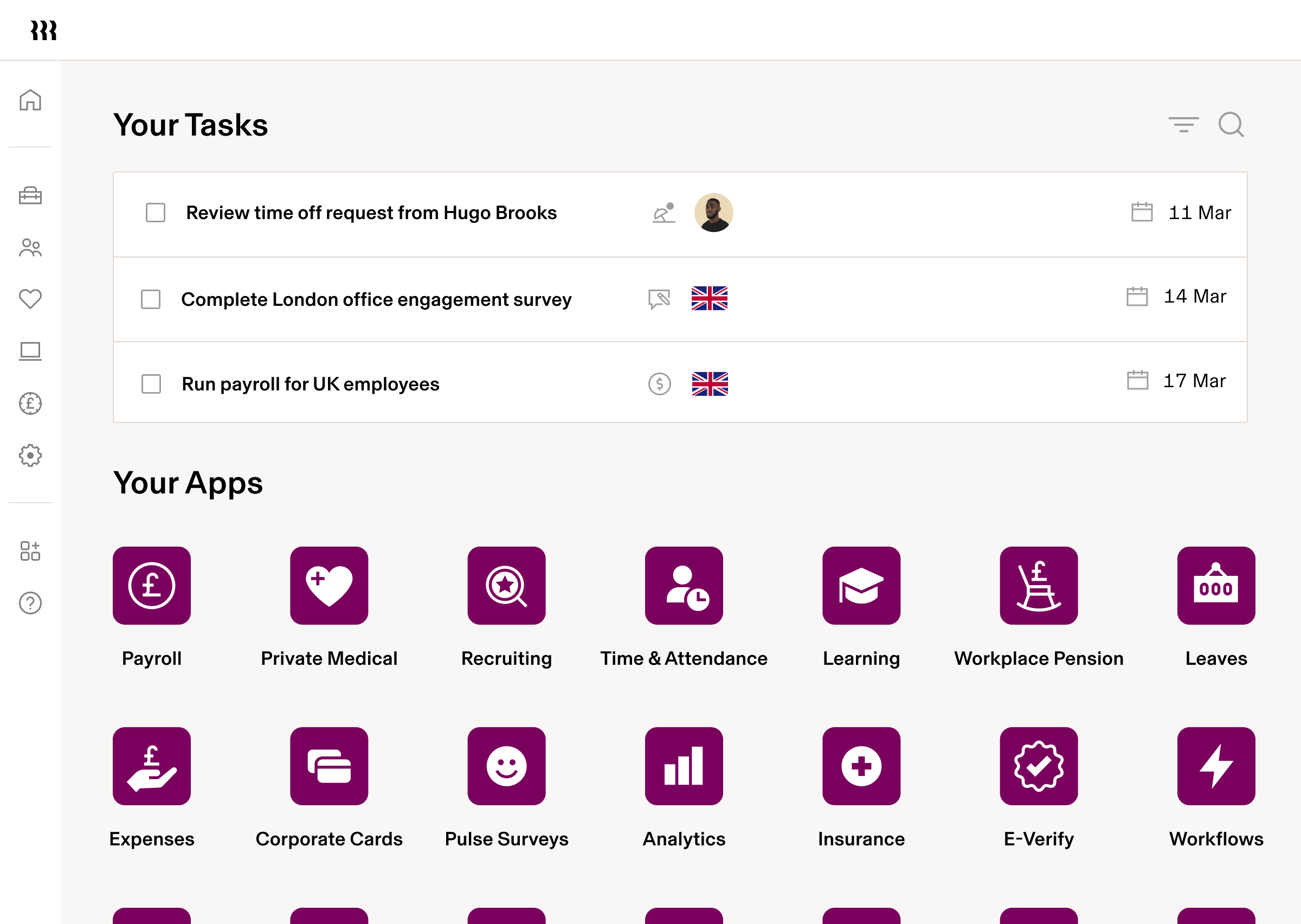 HCM Dashboard Tablet, Your Tasks, Your Apps | .png