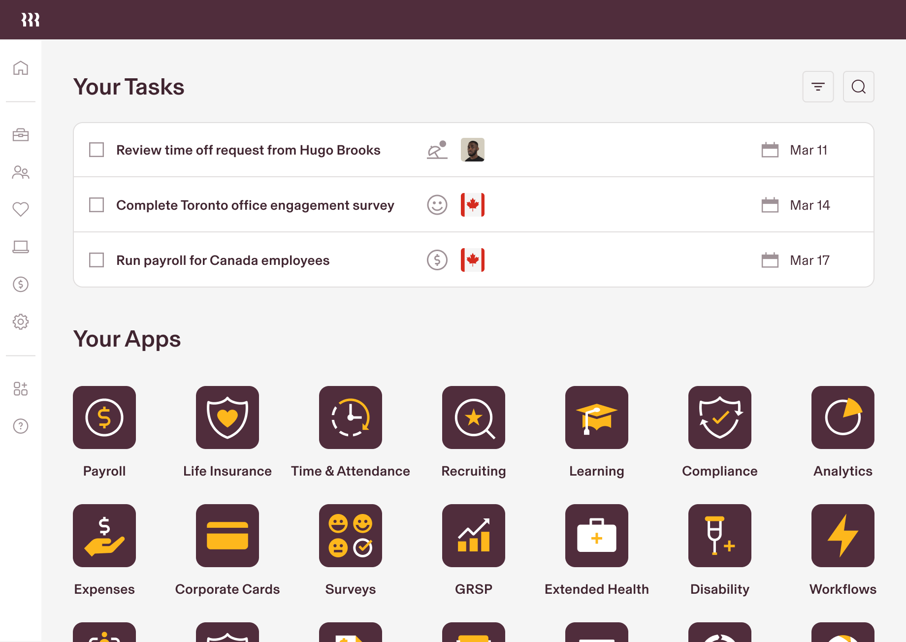HCM Dashboard Tablet, Your Tasks, Your Apps | .png