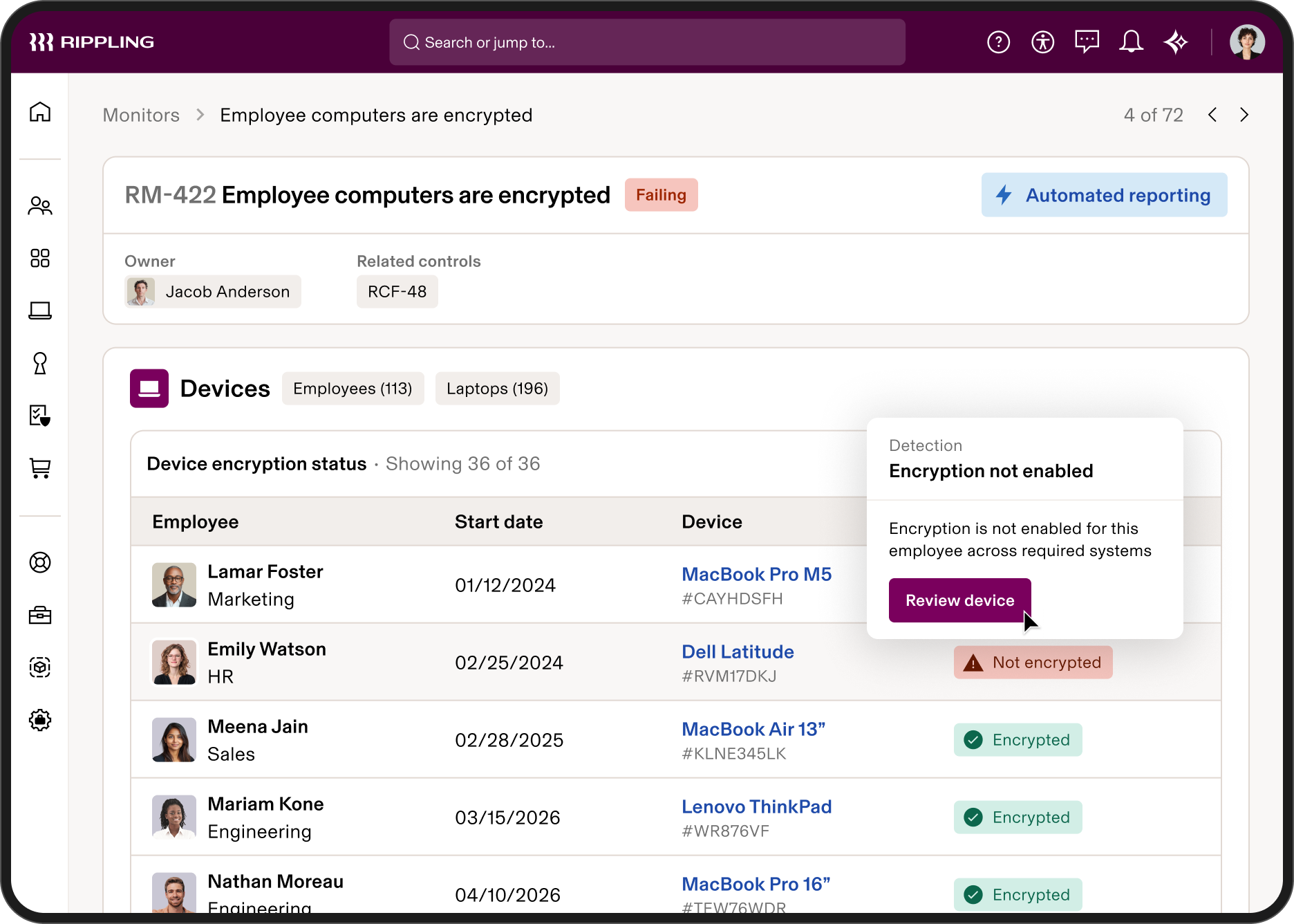 Issue remediation - Encryption