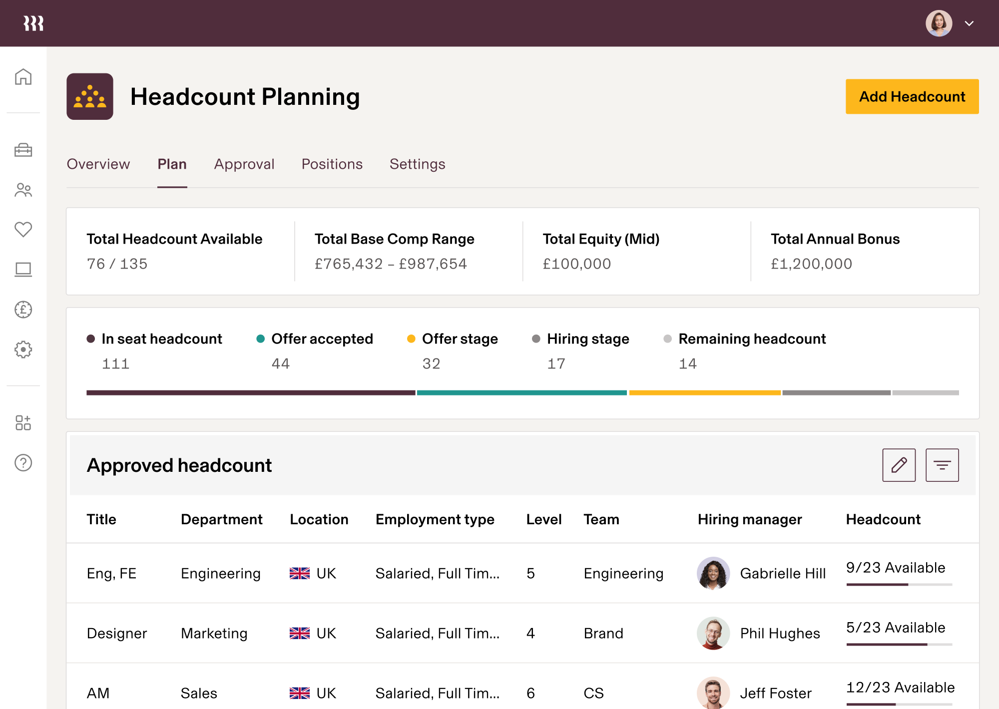 Headcount Planning Tablet UI – Plan enGB
