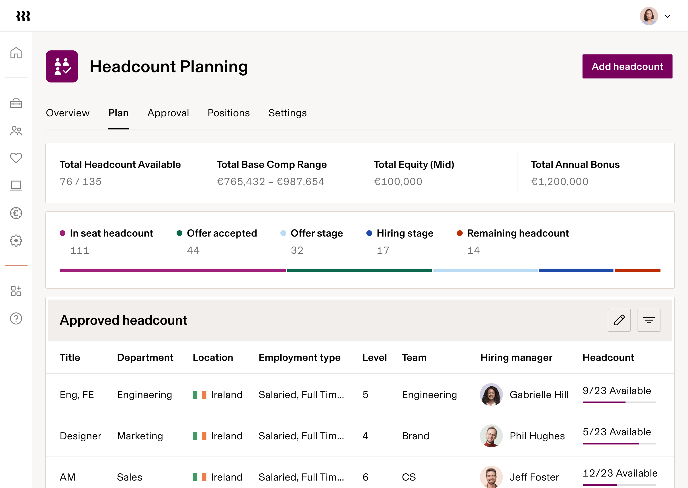 Headcount Planning Tablet UI - Plan enIE