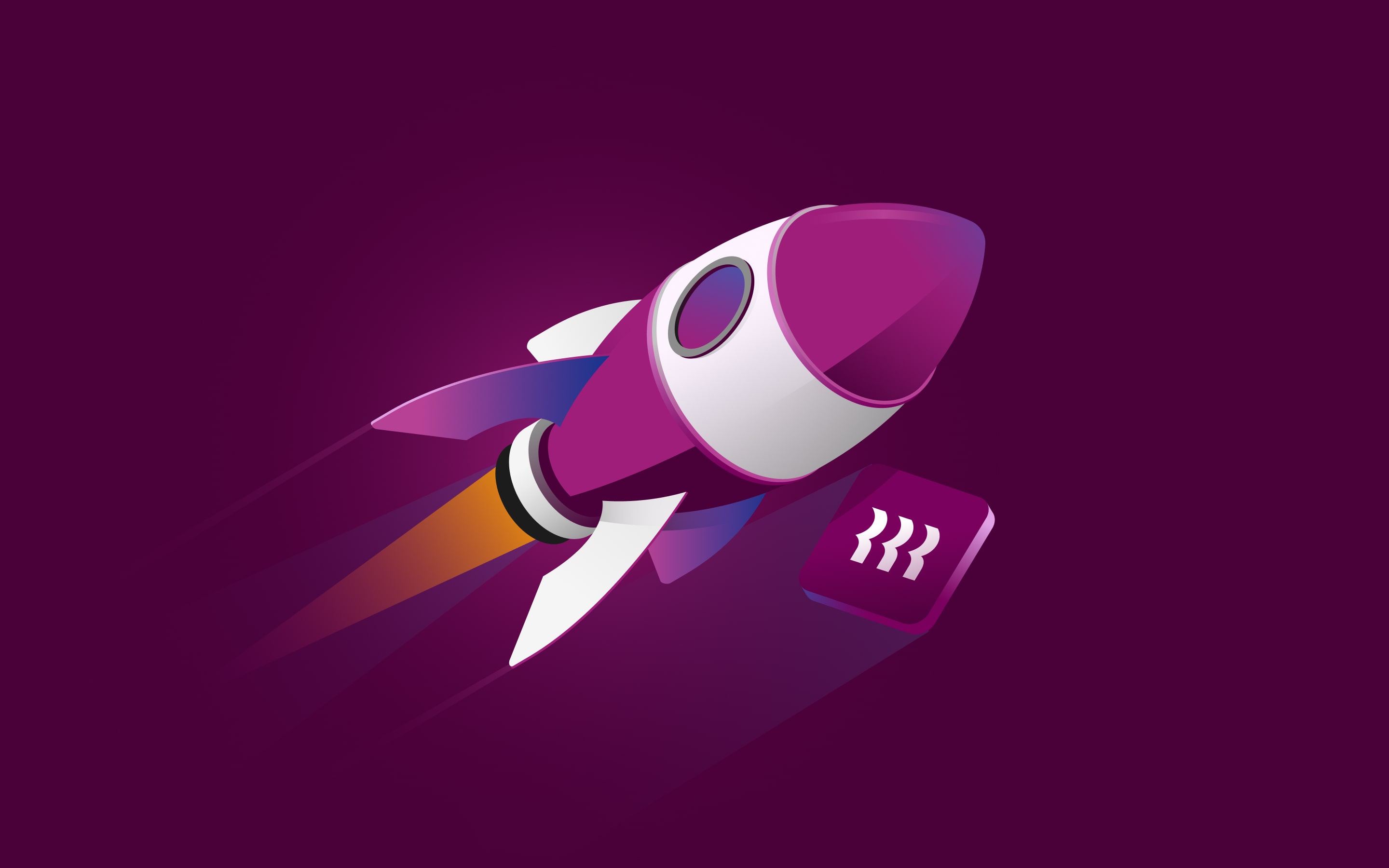 Illustration of a rocket flying past the Rippling logo