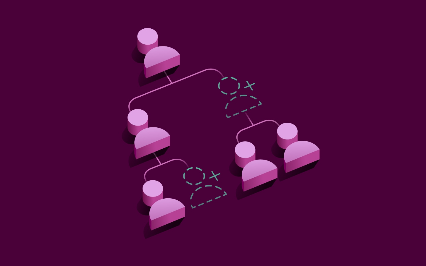 Graphic illustration of an org chart with two spaces for new hires
