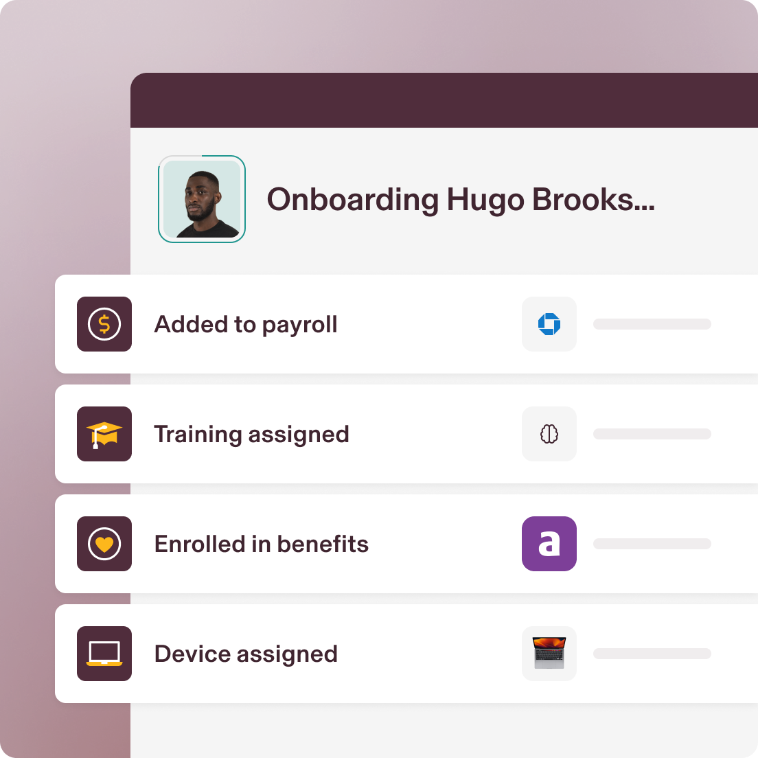 Illustration of an employee onboarding checklist in Rippling