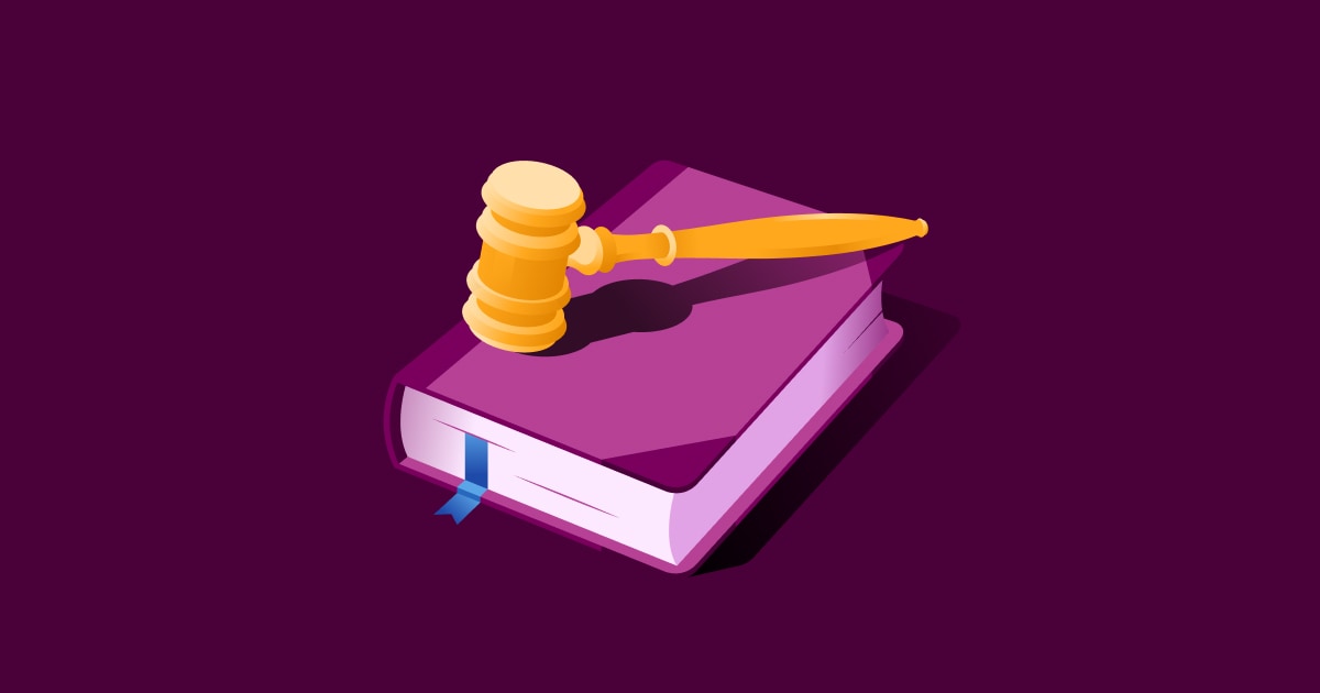 Graphic illustration of a gavel hitting a book