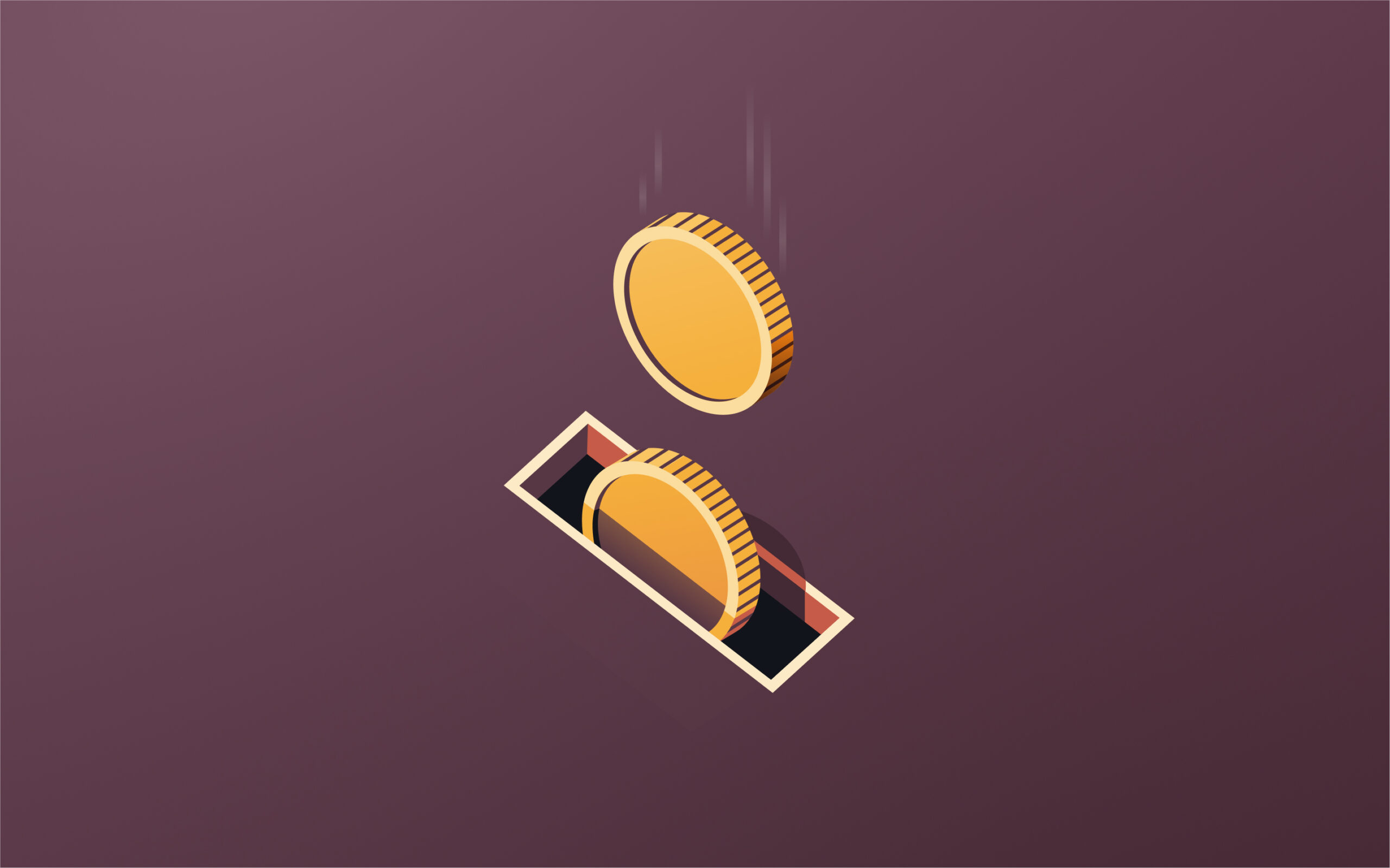 Coins dropping into a slot