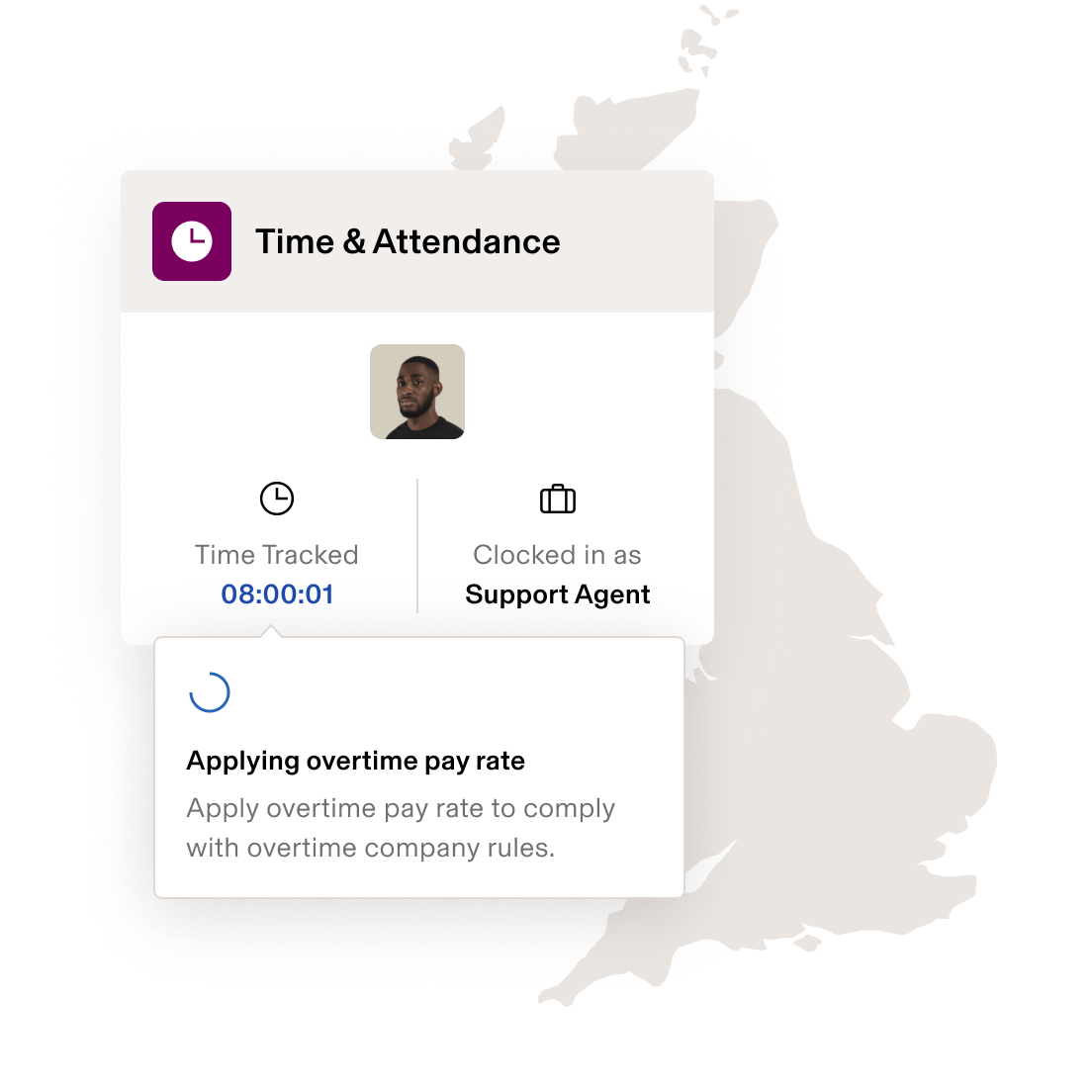 Screenshot of an employee timecard in Rippling's Time & Attendance product