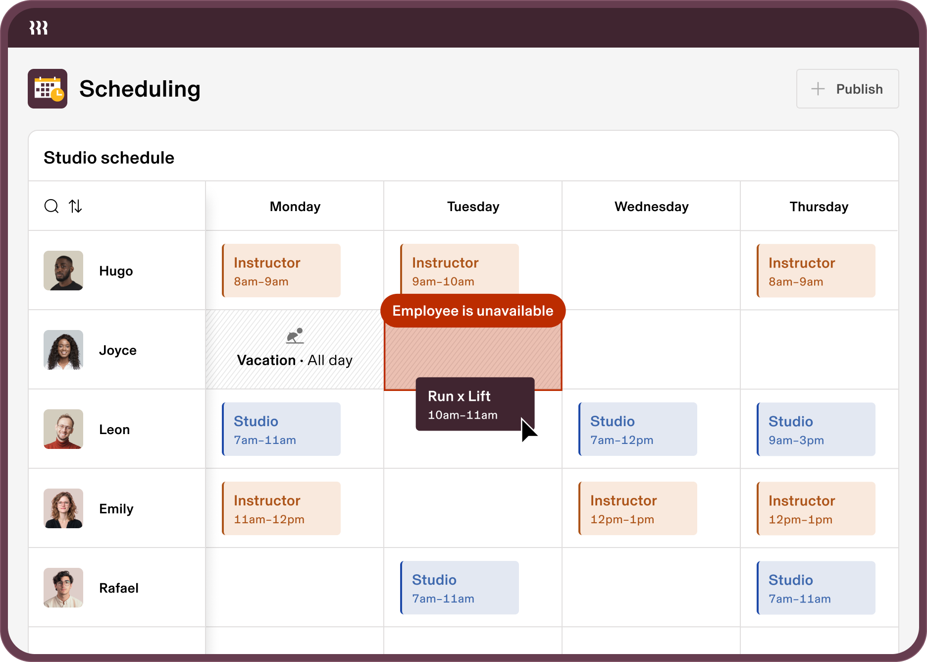 Scheduling calendar
