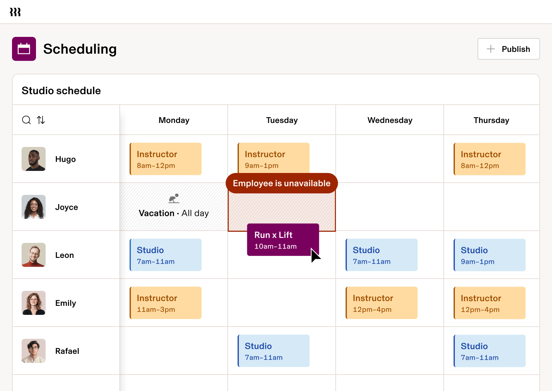 Scheduling calendar