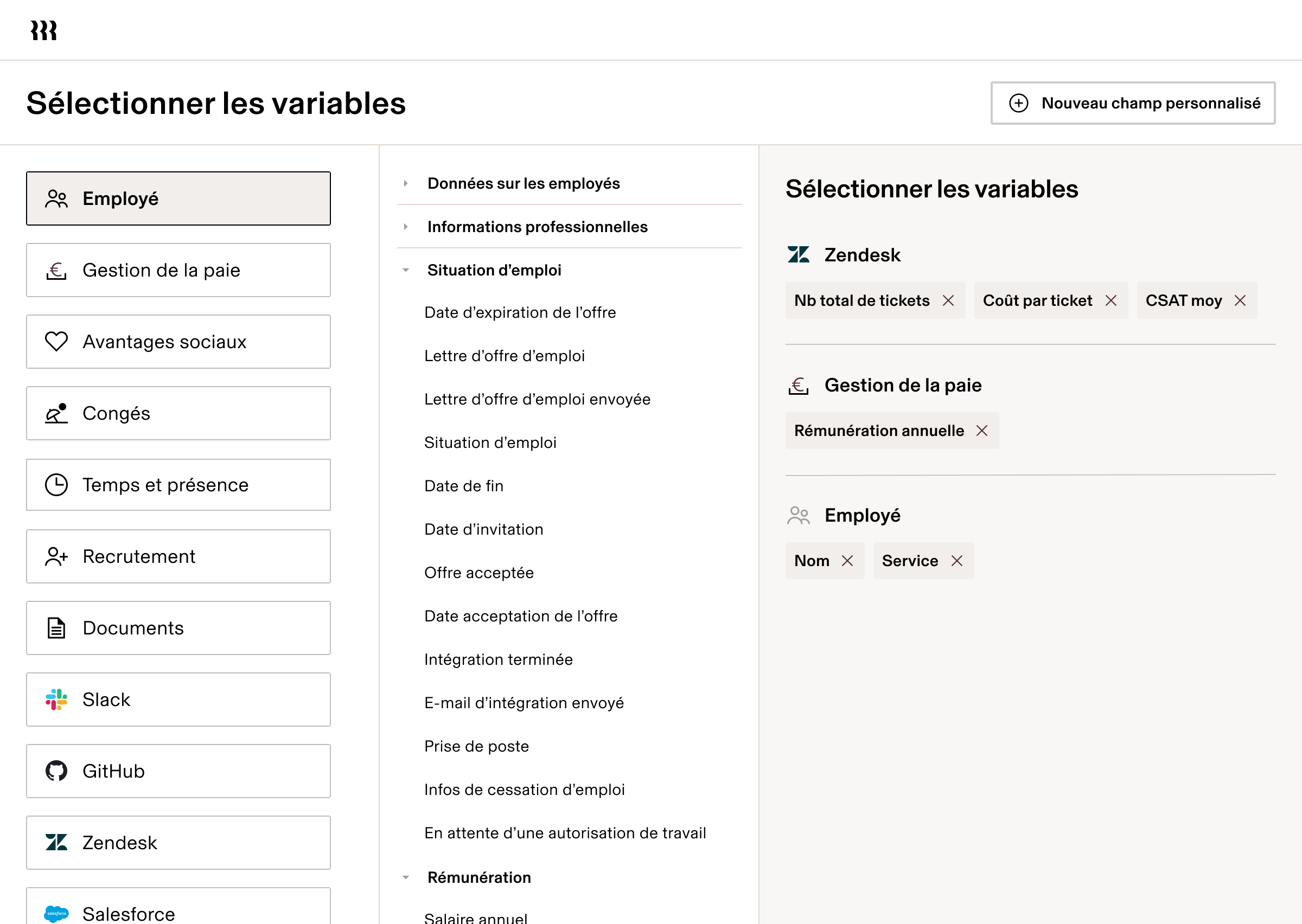 Sélectionner les variables