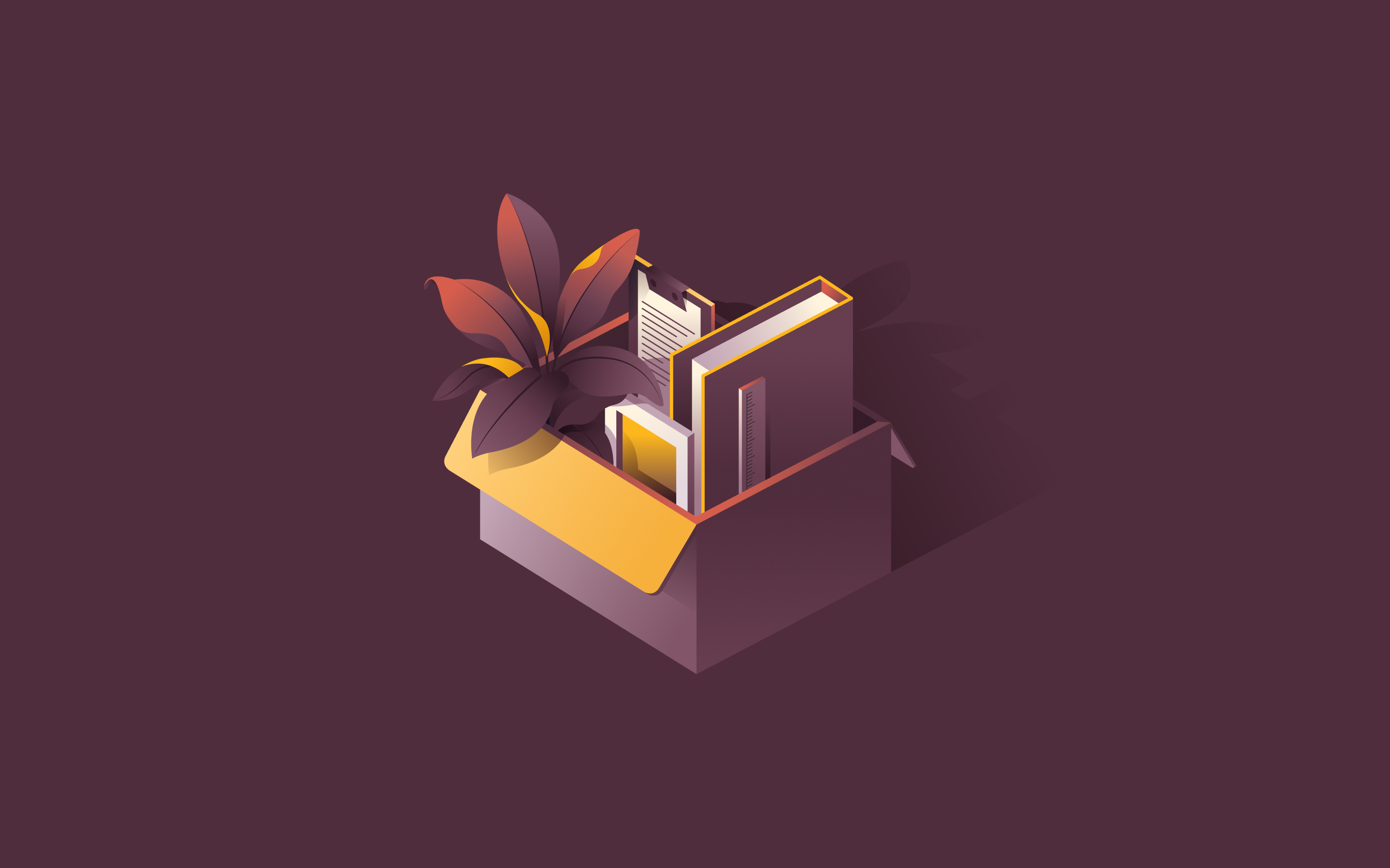 Box with desk items