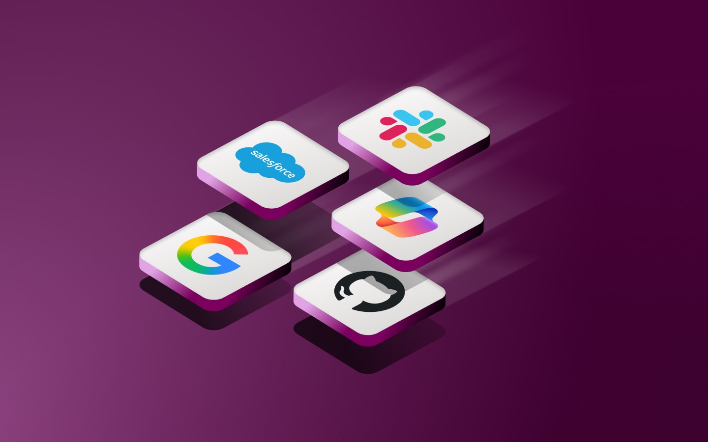 Graphic illustration of app tiles in motion