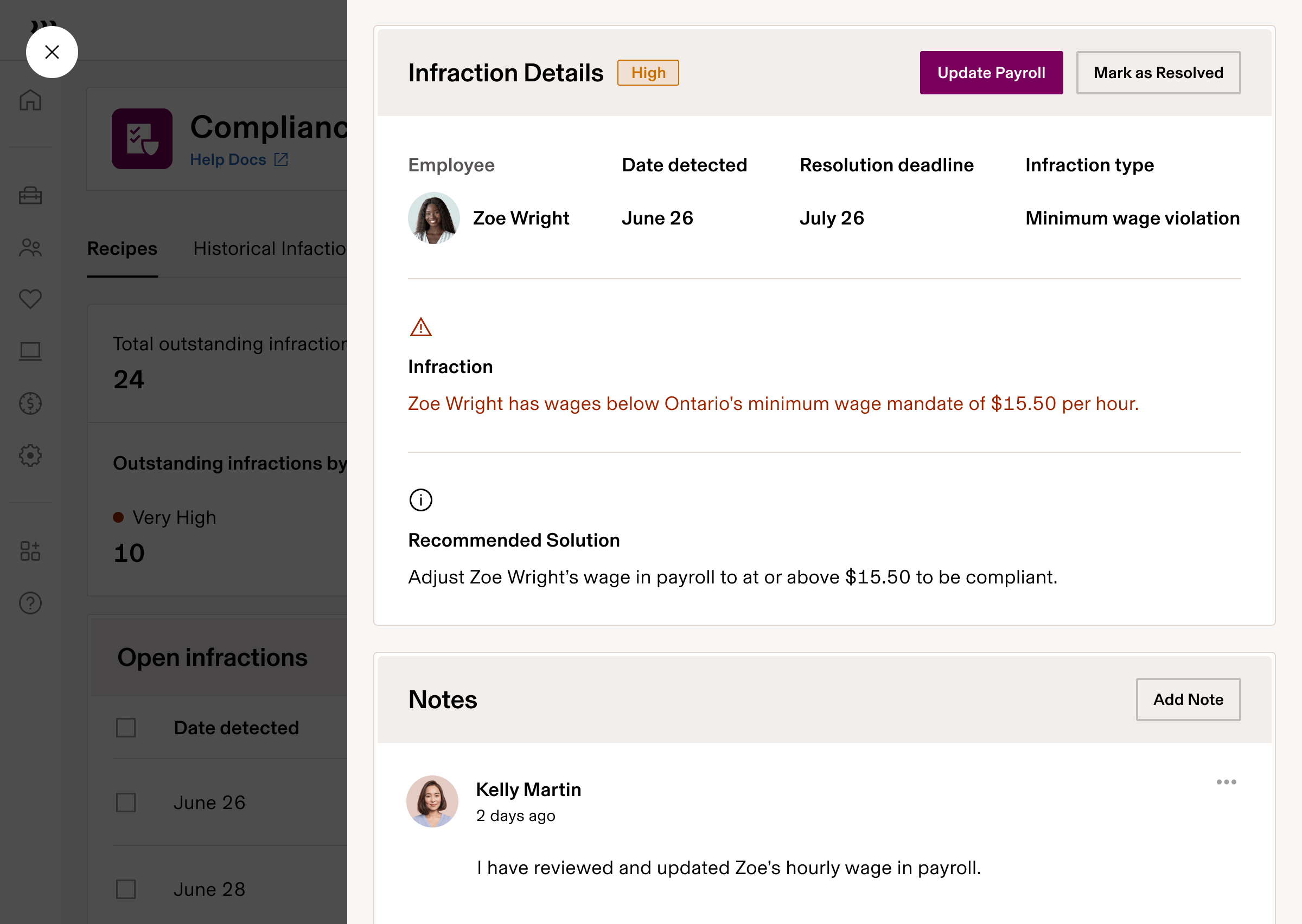 View infraction details