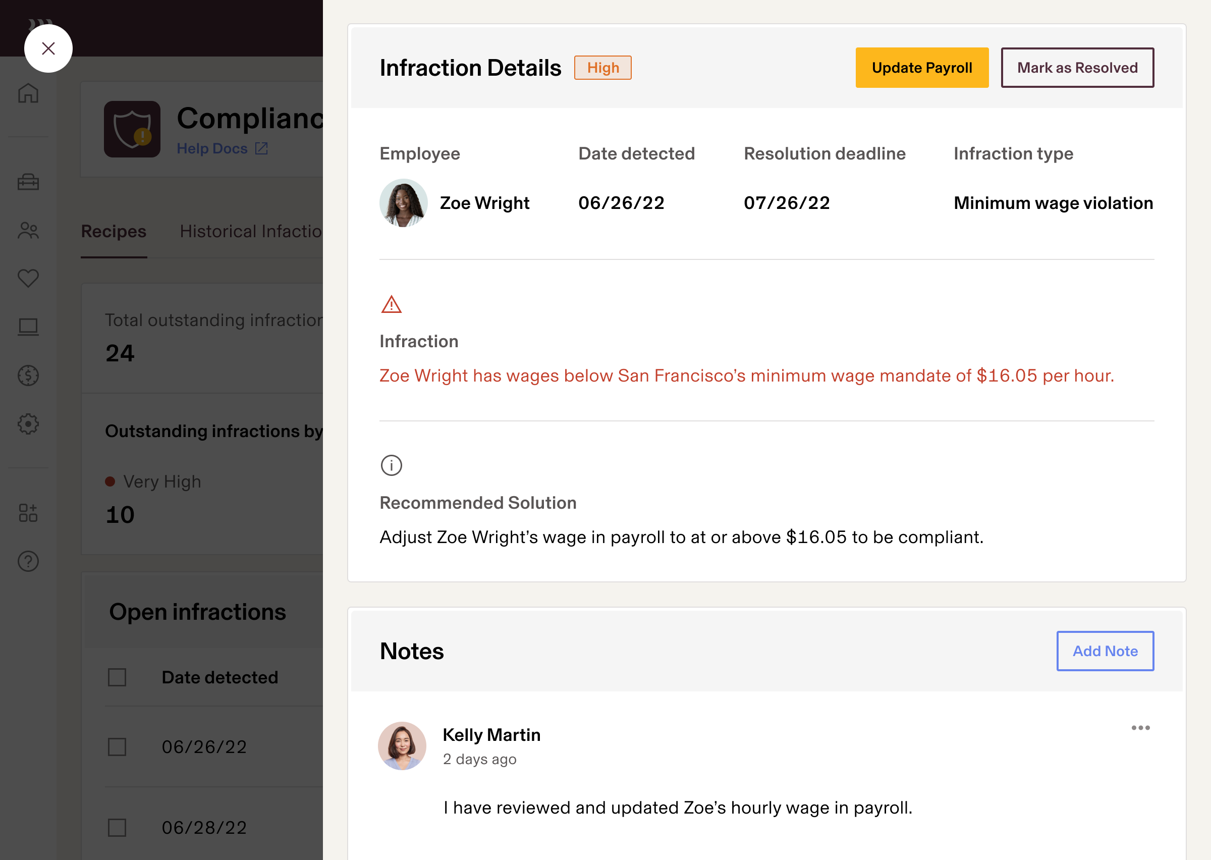 Details des Verstoßes