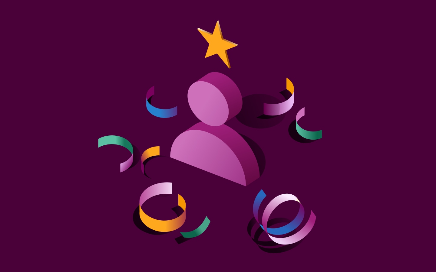 Illustration depicting an employee with confetti