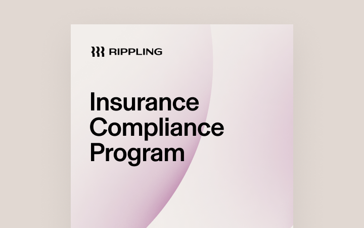 Rippling logo with "Insurance Compliance Program" text on a soft pink and beige gradient background.