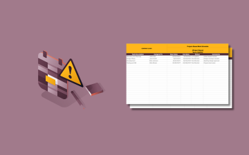 A graphic illustration of a schedule icon with a stack of project-based work schedule spreadsheet templates