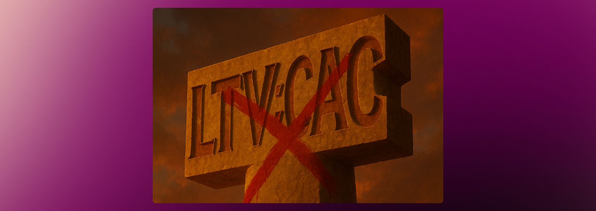 An image that says, "LTV:CAC," which is then crossed out. 