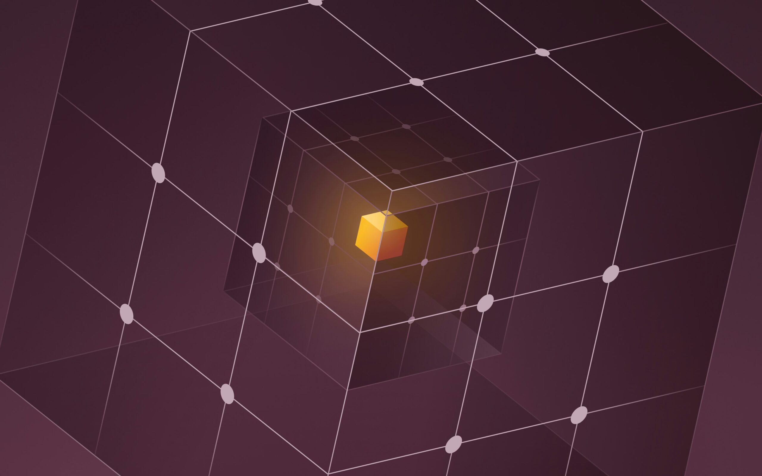 Recursive cubes in Rippling's brand colors. 