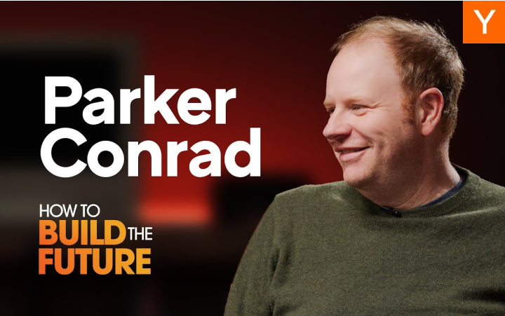 Photograph of Parker Conrad, CEO of Rippling, with text that says How to Build the Future