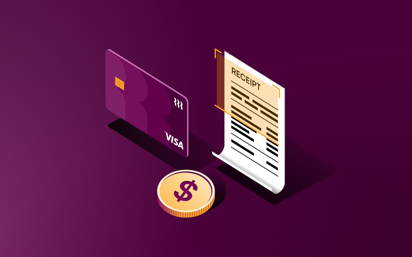 Graphic illustration of a corporate credit card and a receipt