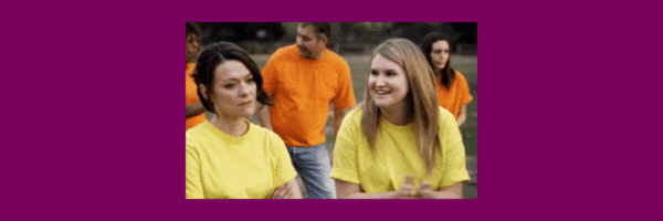 Image of two women doing sports with text that says, "Who-ra! It's go time."