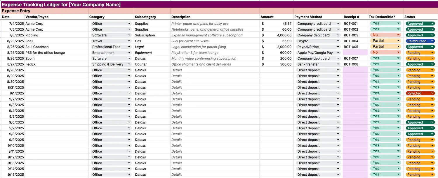 Expense tracking ledger by Rippling