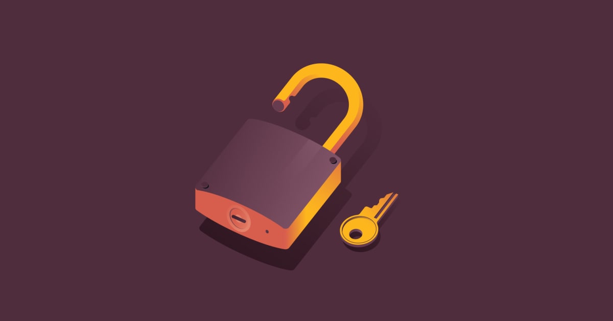Graphic illustration of a padlock and a key