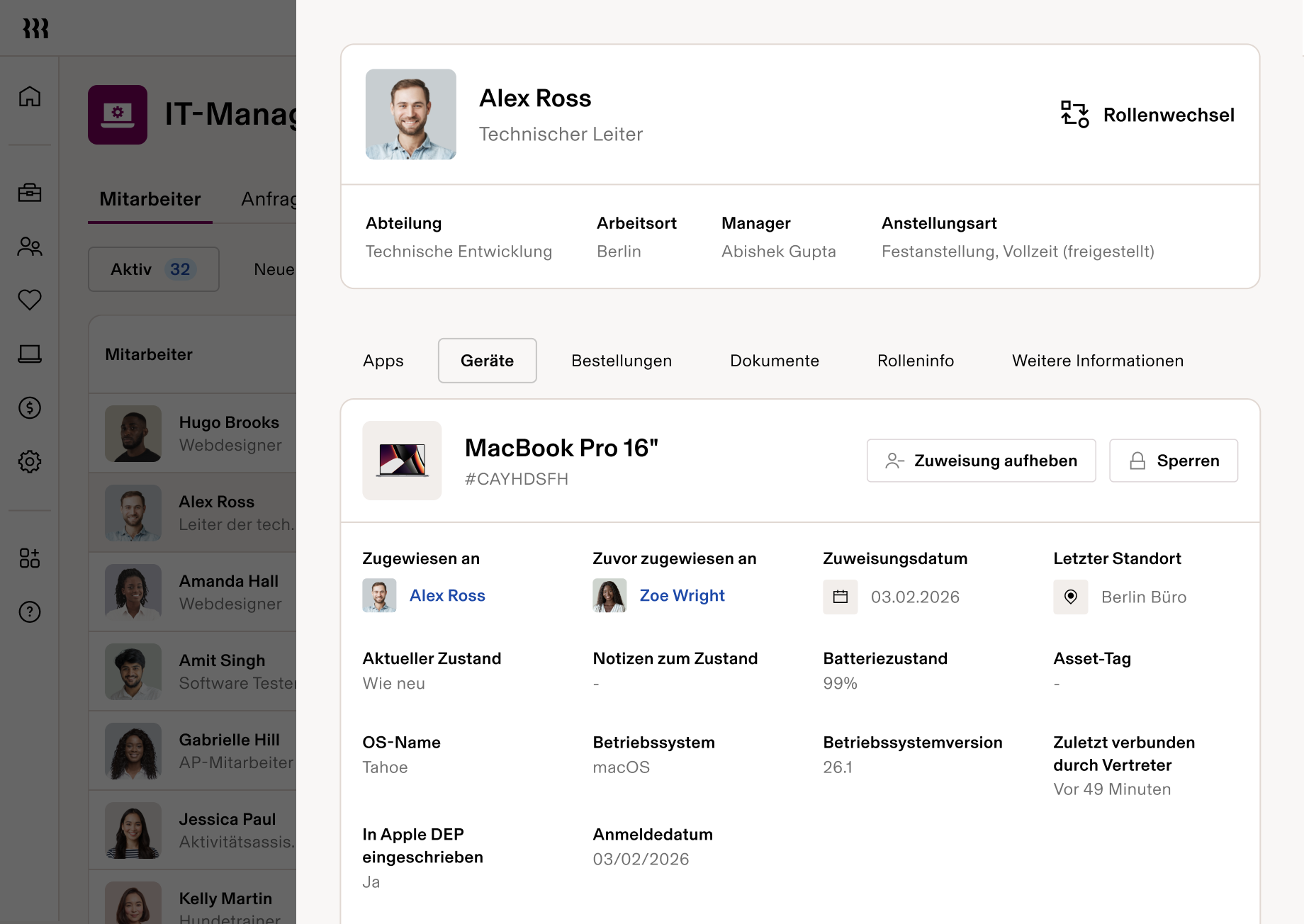 Tablet IT Alex Ross Employee Profile Devices deDE
