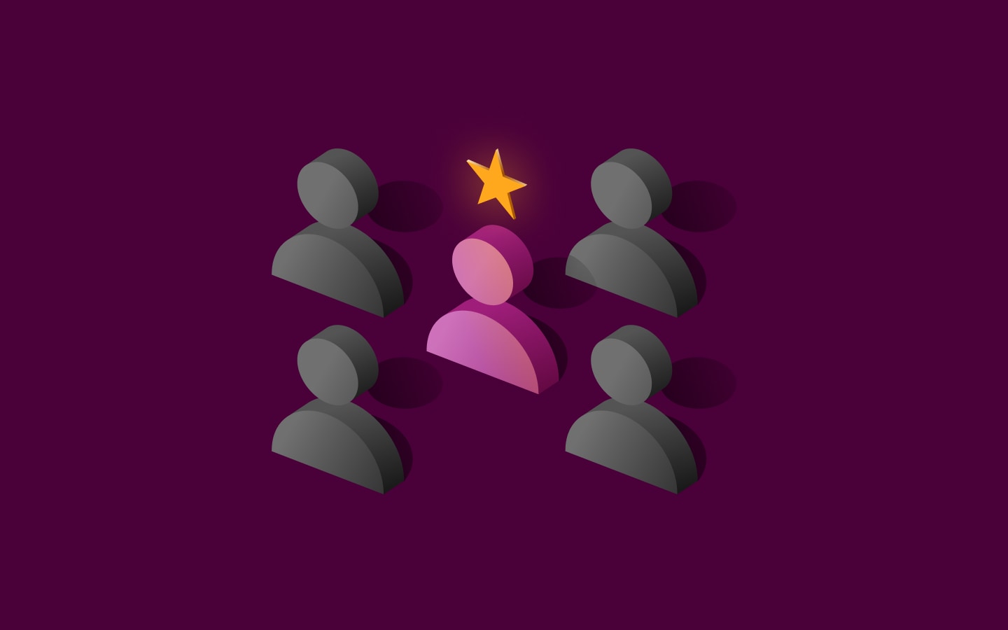 Abstract illustration of two people viewing a selection of employee profiles with one profile highlighted