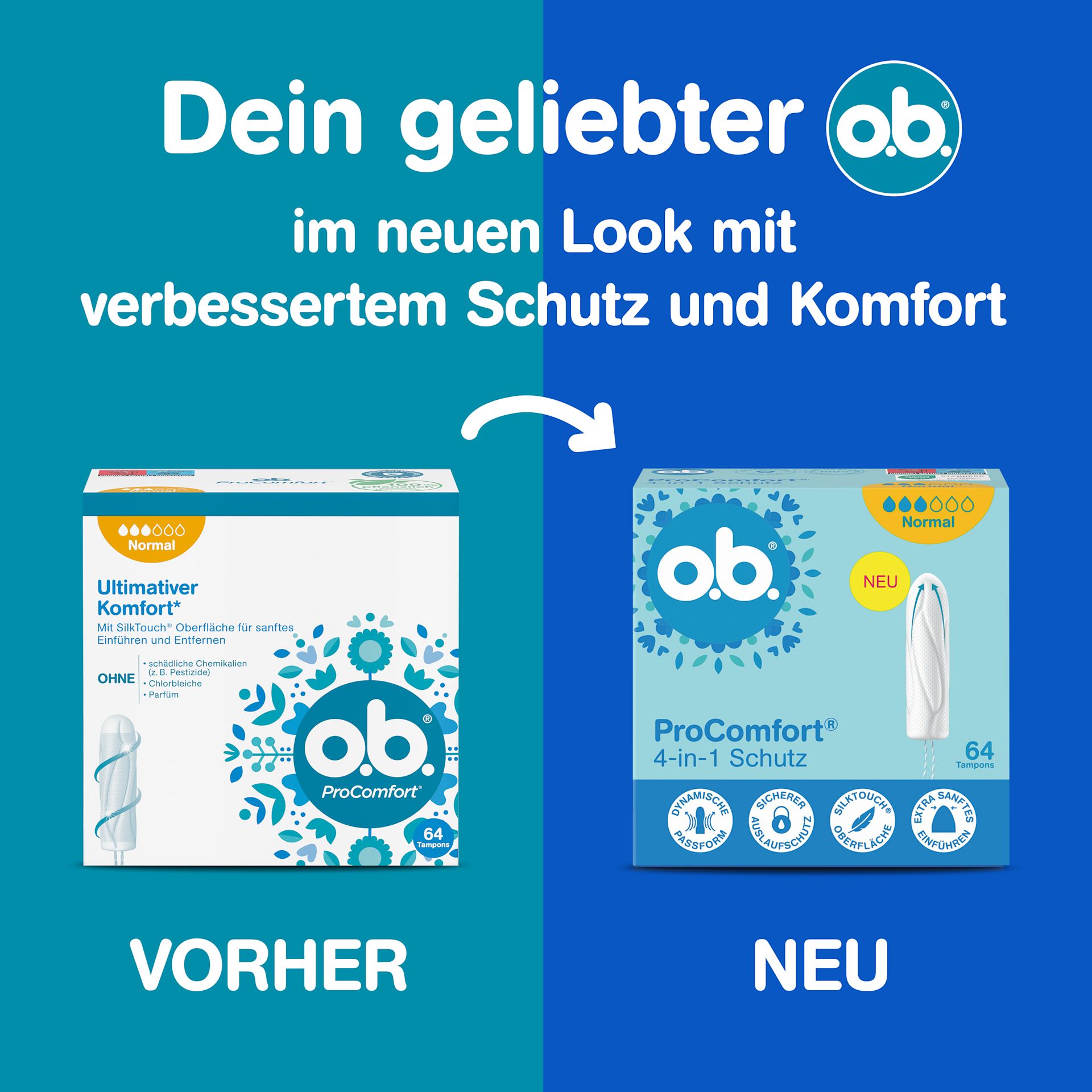 o.b.® ProComfort® -Neuer Look, verbesserter Schutz und Komfort