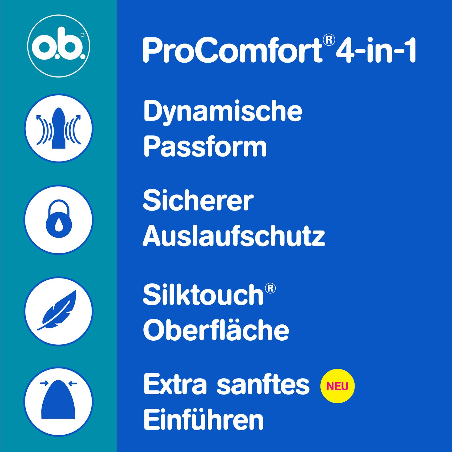 o.b.® ProComfort® 4-in-1-Schutz Benefiits