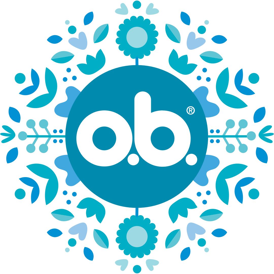 o.b.® Logo mit Blumendekoration als Grafik