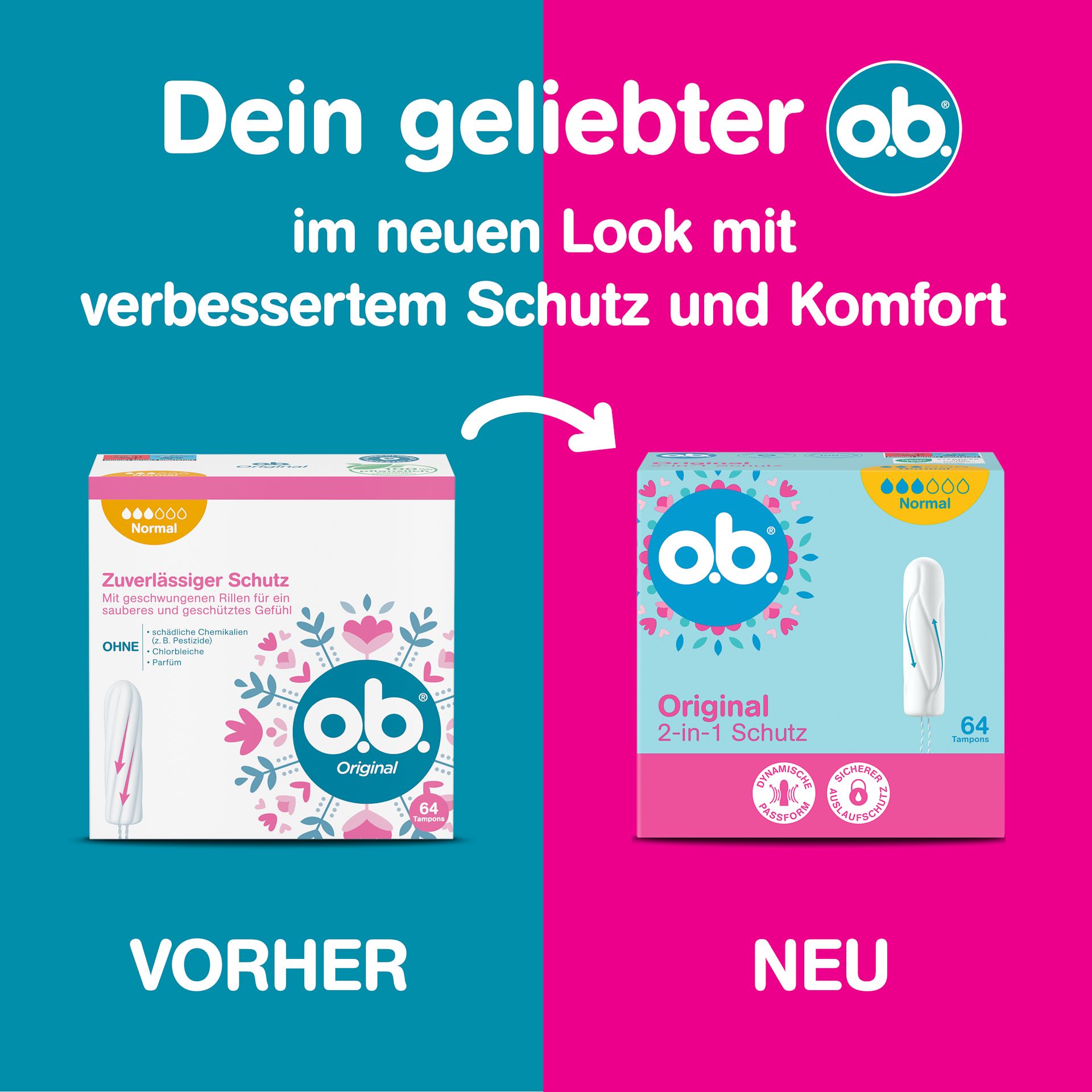 o.b.® Original Normal – Neuer Look, mit verbessertem Schutz und Komfort