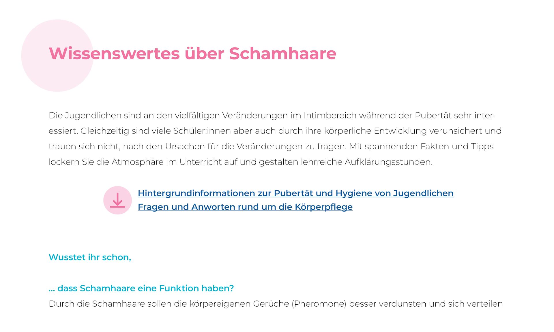 Faktenblatt zu Schamhaaren