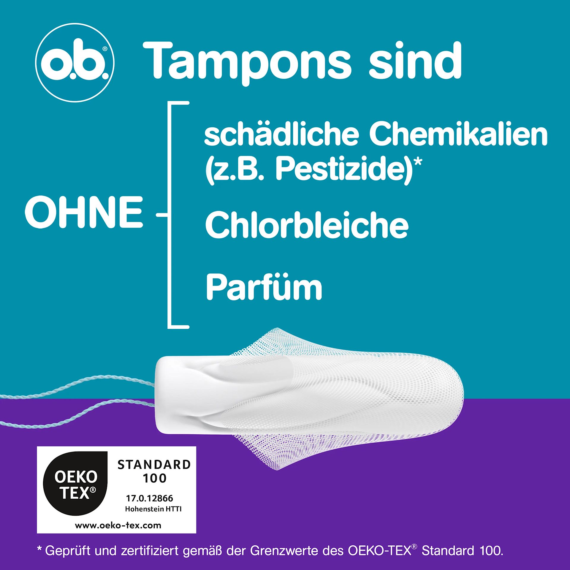 o.b. ® ExtraProtect - ohne schädliche Chemikalien, Chlorbleiche, Parfüme
