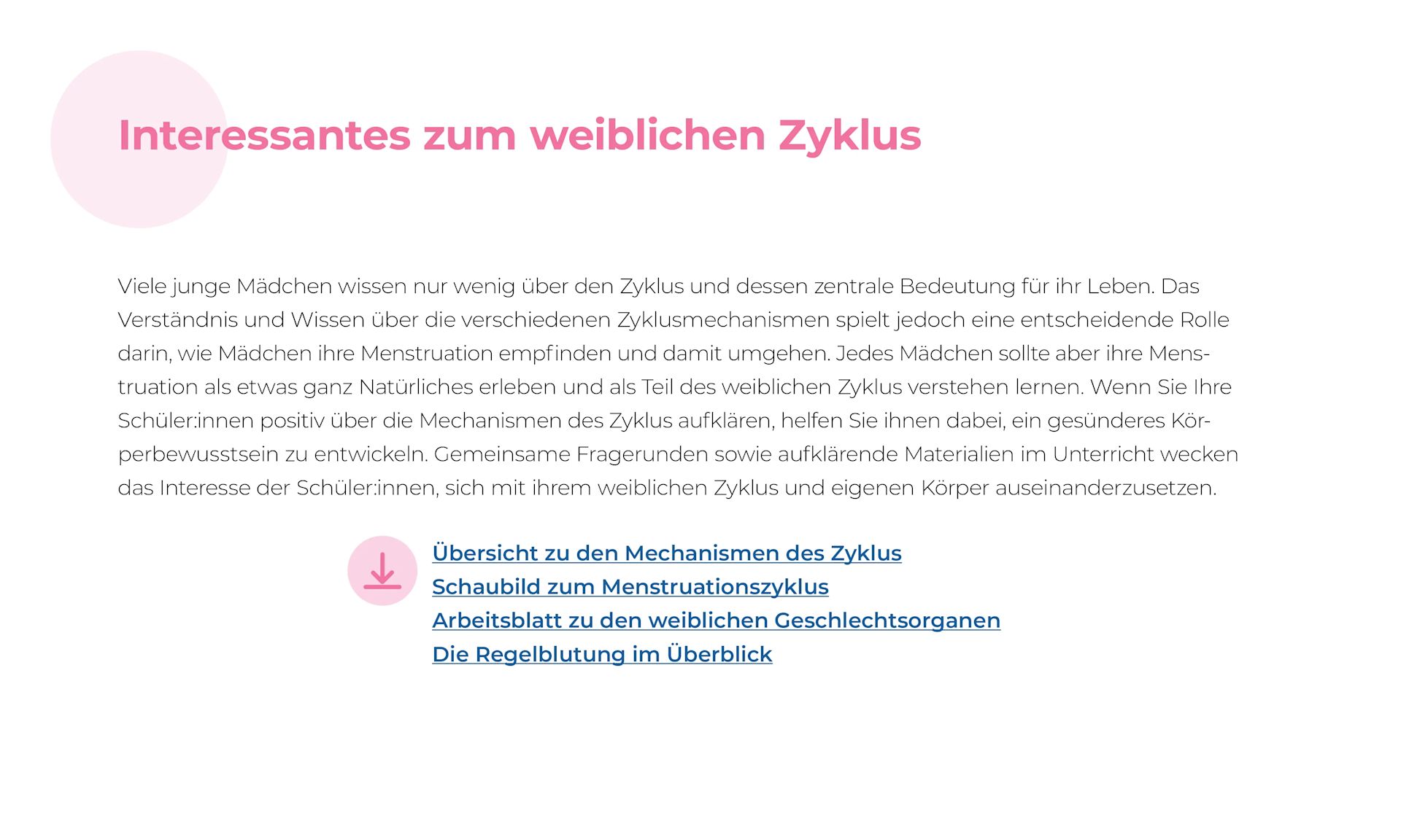  Faktenblatt zum weiblichen Zyklus
