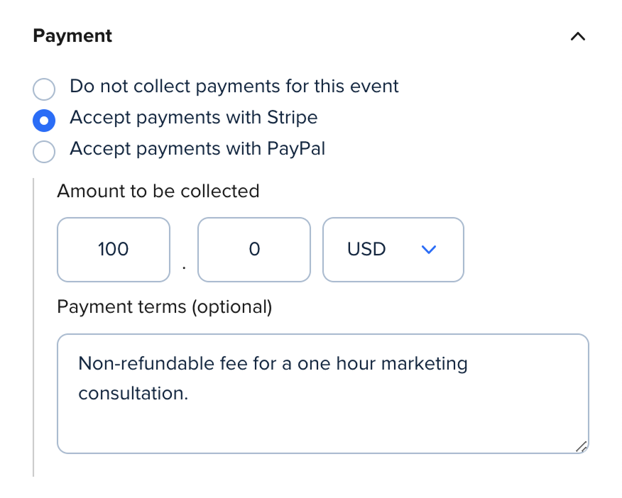 Accept payments at booking with Calendly   Stripe Calendly