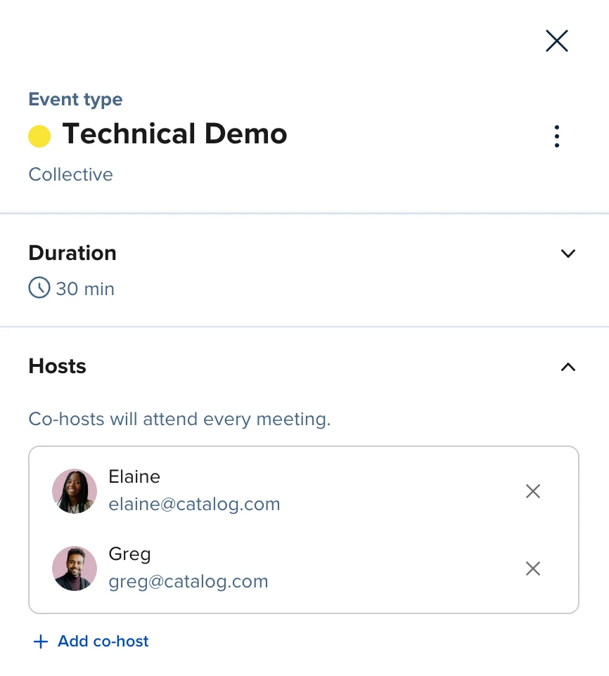 Screenshot of the Calendly Event Type editor for a collective event.