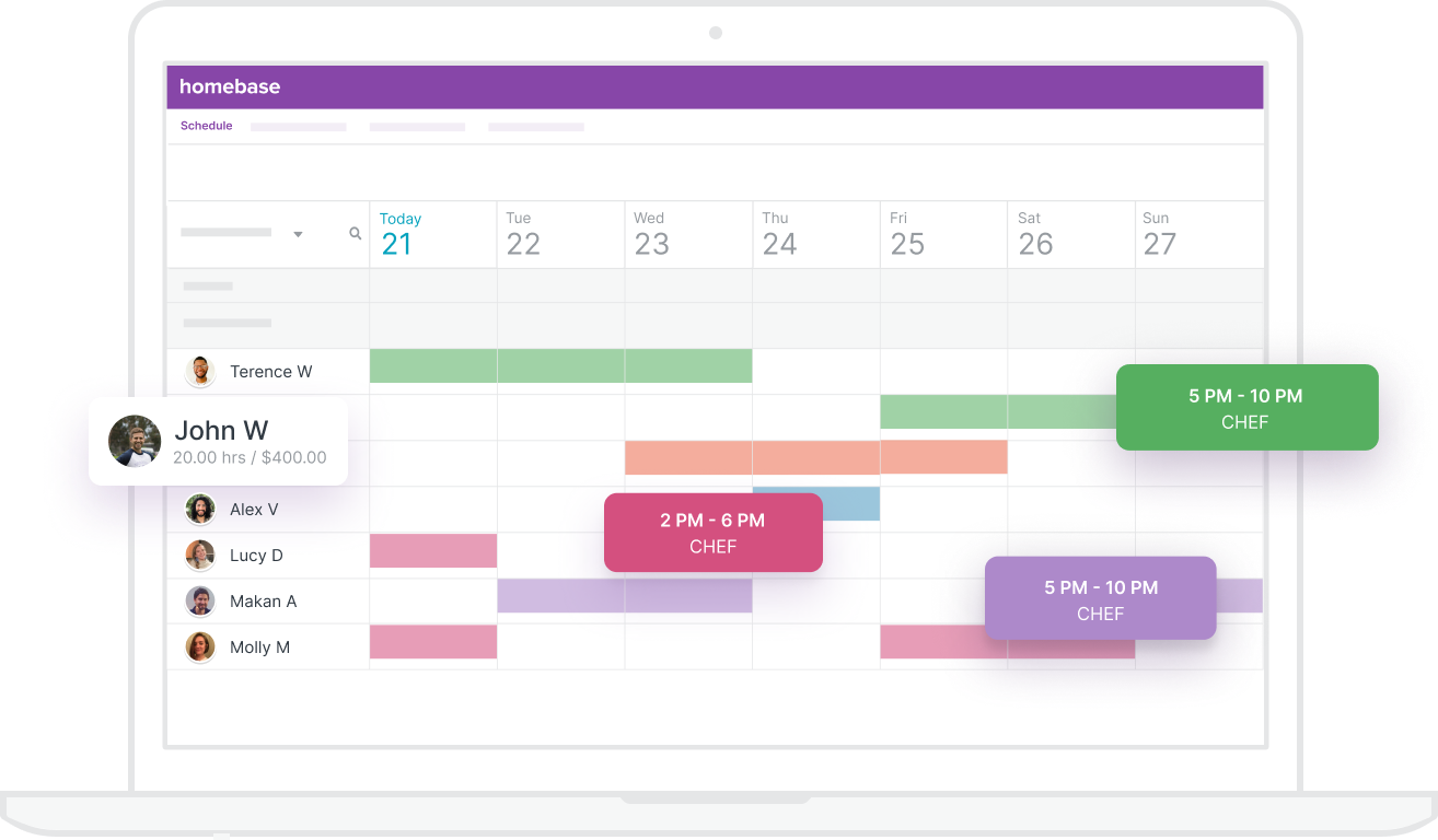 Work schedule apps - blog - Homebase screenshot
