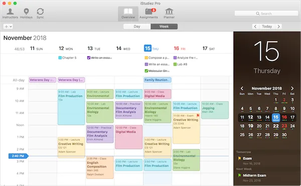 Student planner apps - blog - iStudiez screenshot