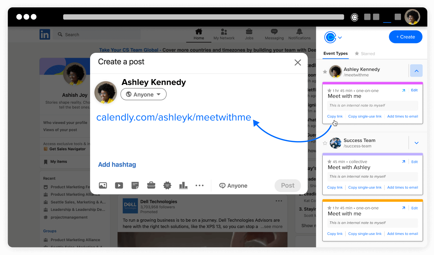 Share your Calendly link right from your web browser