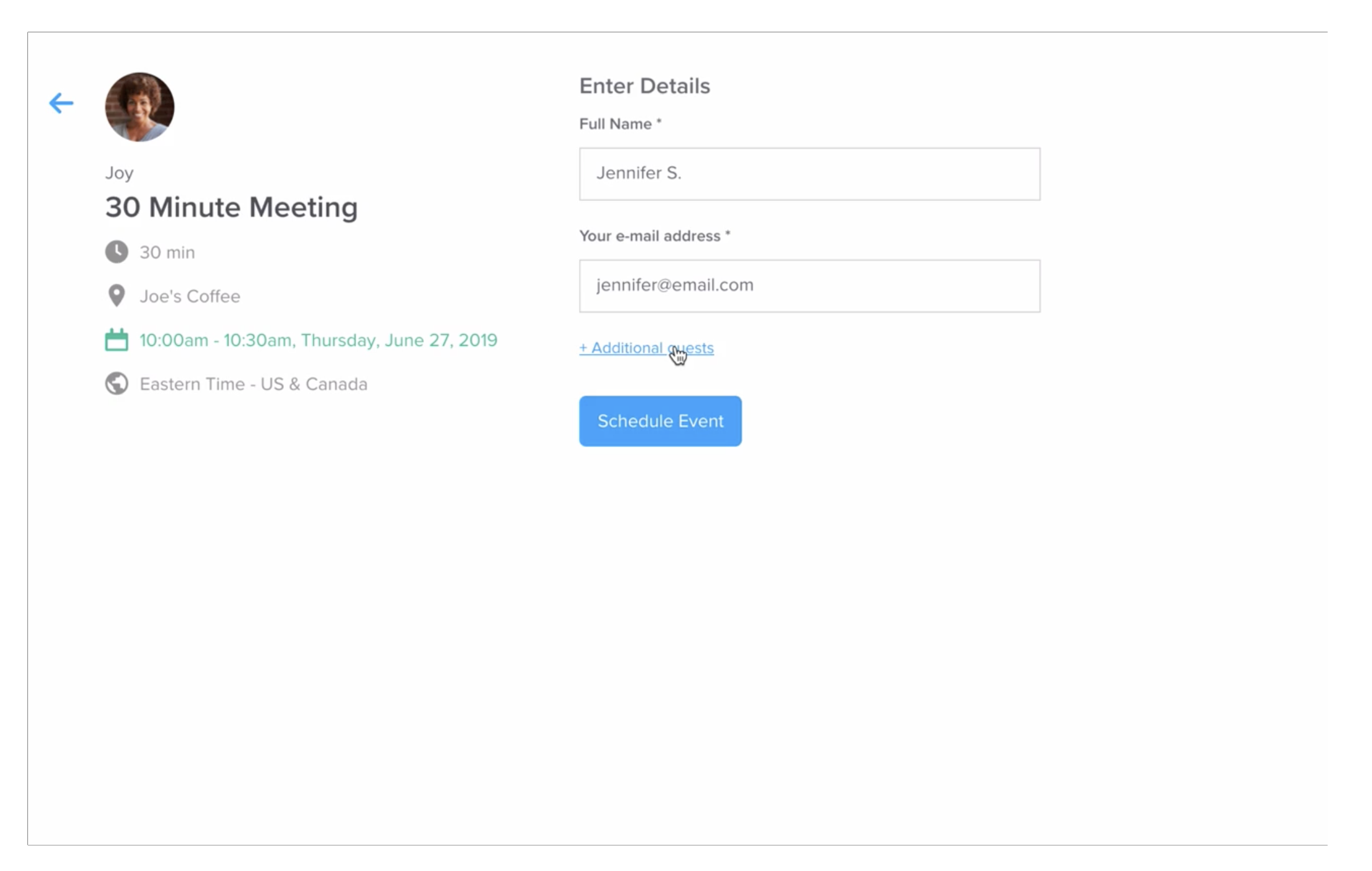 Calendly booking page for a 30-minute meeting