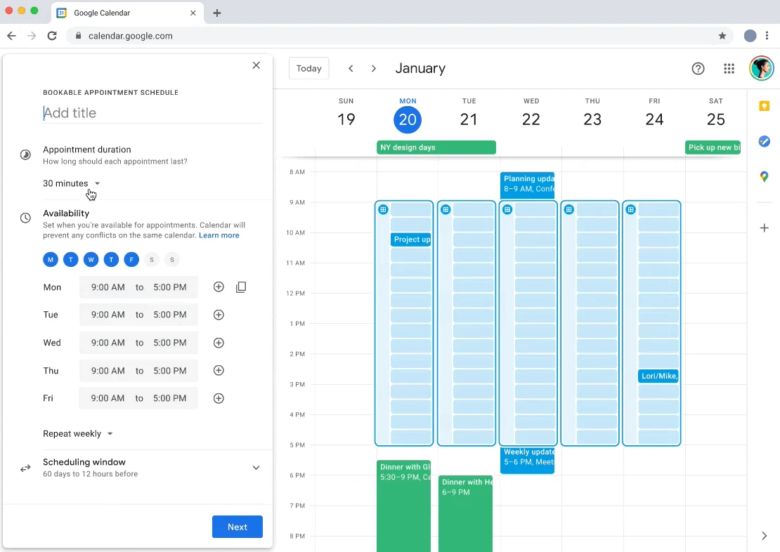[Blog image] Calendly vs Google Calendar Appointment Schedules screenshot 1123