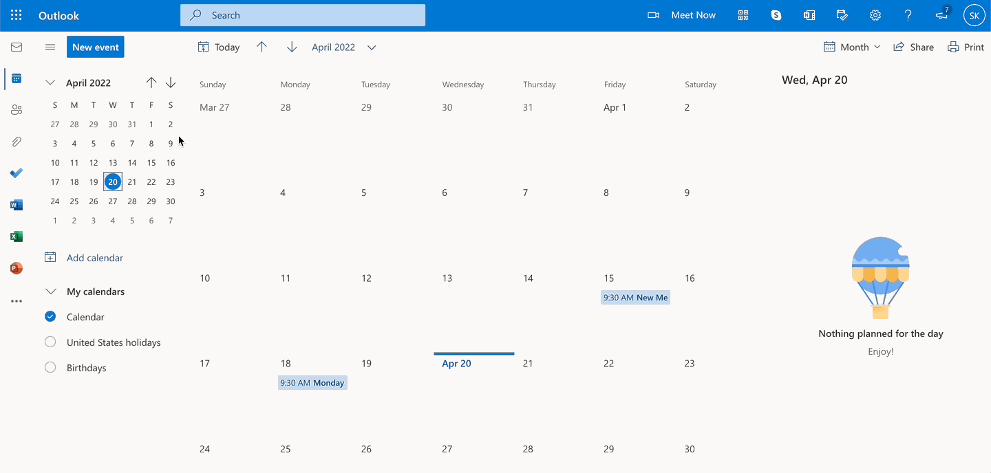 How to create an event in Microsoft Outlook calendar