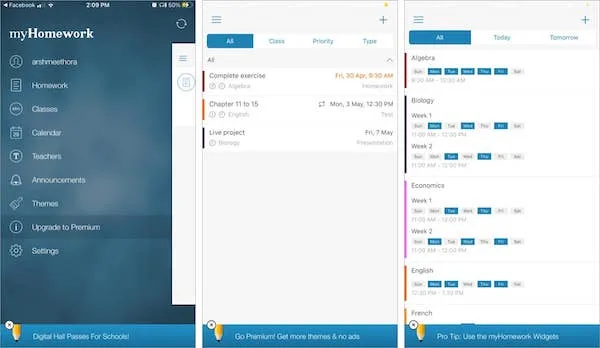 Student planner apps - blog - myHomework screenshot