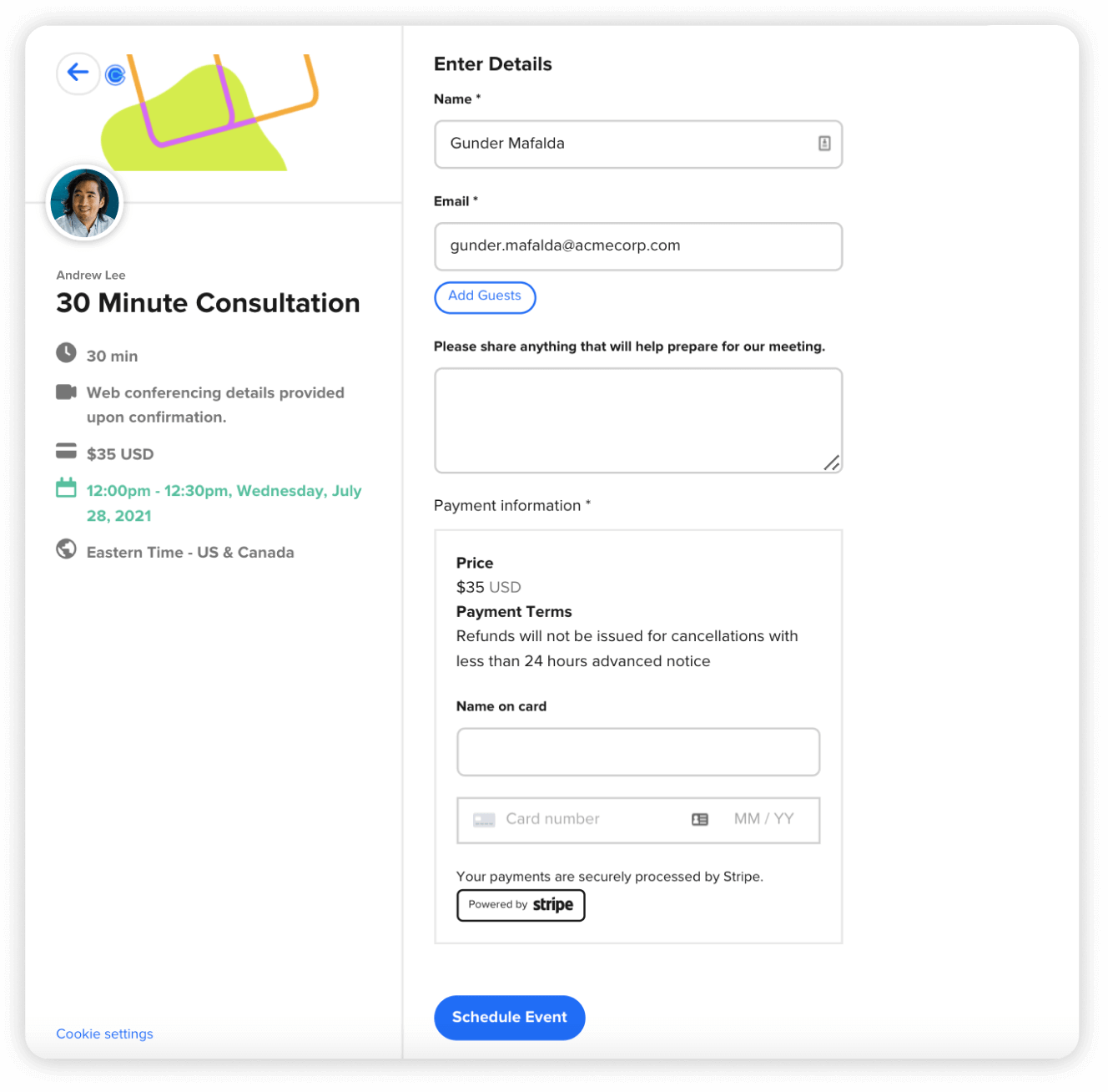 Add payment options to your scheduling flow